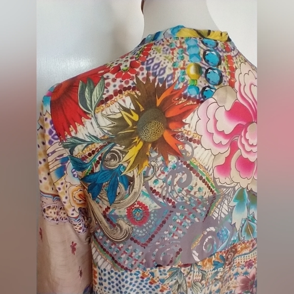 JOHNNY WAS FLORAL RAYON BLOUSE - Picture 8 of 10